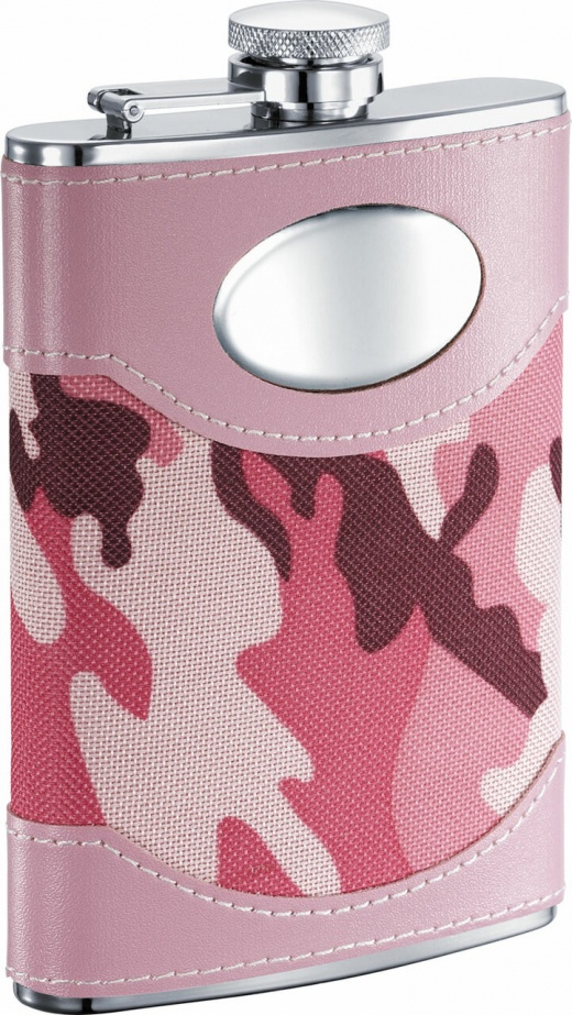 Visol Gi Jane Pink Camouflage Wrapped Stainless Steel Hip Flask