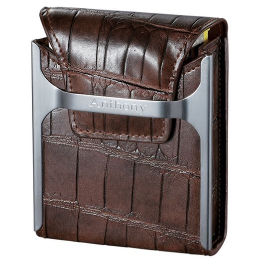 Visol Worthington Brown Leather Cigarette Pack Holder