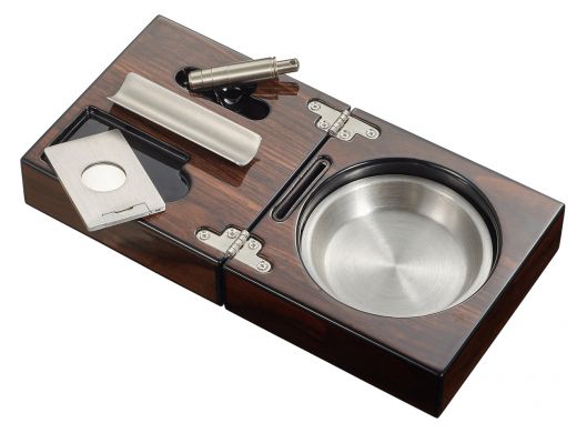 Visol Tamal Polished Walnut Travel Cigar Ashtray Kit