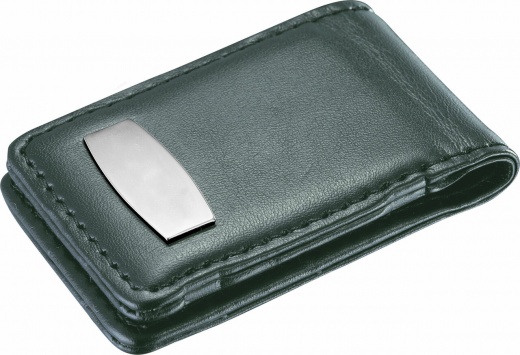 Visol Tenacity Black Leather & Stainless Steel Money Clip