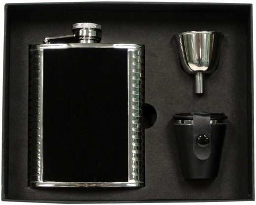 Visol Astaire Black Stainless Steel 6Oz Deluxe Flask Gift Set