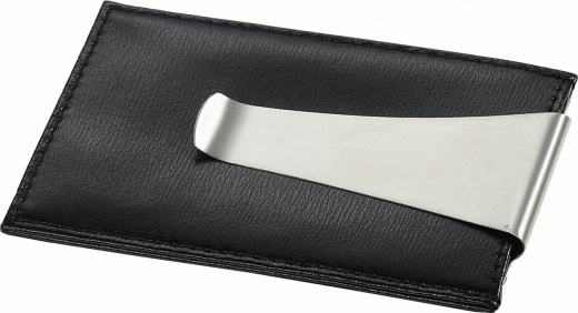 Visol Oliver Black Leather Money Clip / Card Holder