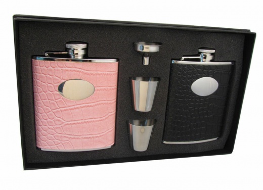 Visol Noir & Annabella His & Her 6Oz Hip Flask Gift Set