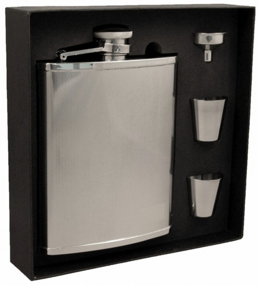 Visol Cyclops Barley Pattern Stainless Steel 18Oz Deluxe Flask Gift Set