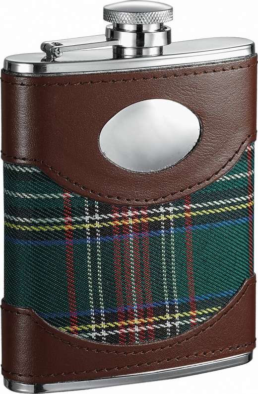 Visol Edinburgh Plaid Cloth Wrapped Hip Flask