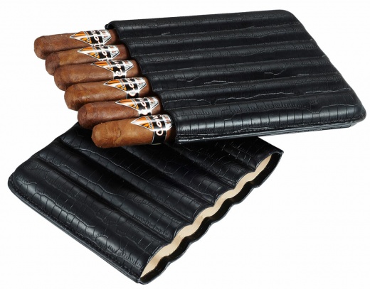 Visol Cardona Black Leather Cigar Case