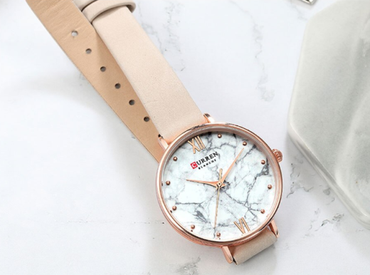 Sophistic Curren Women's Leather Quartz Watch I Cream