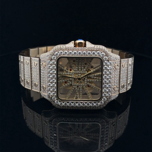Engima Steel Yellow Gold Moissanite Watch Iced Out I Gold