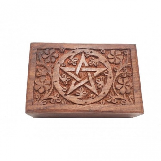 Wooden Pentagram Storage Box - 4''x6'' Wood Box