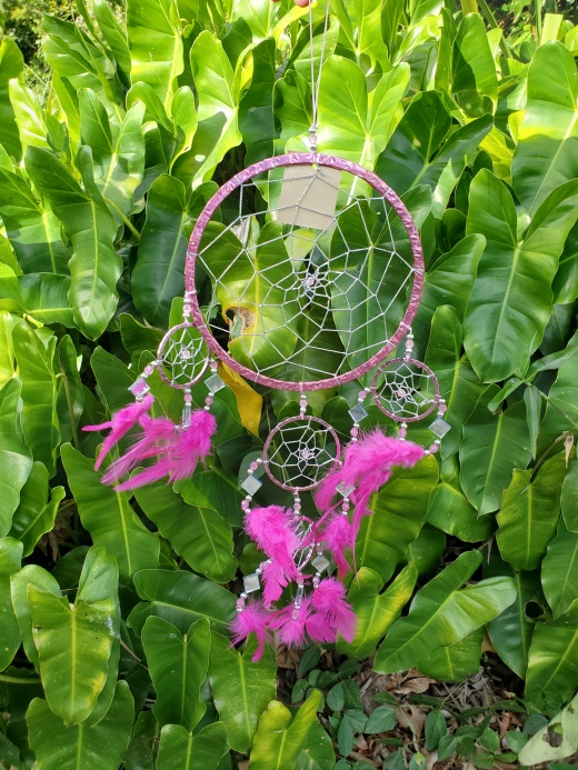 Handmade Dream Catcher Mirror: Pink