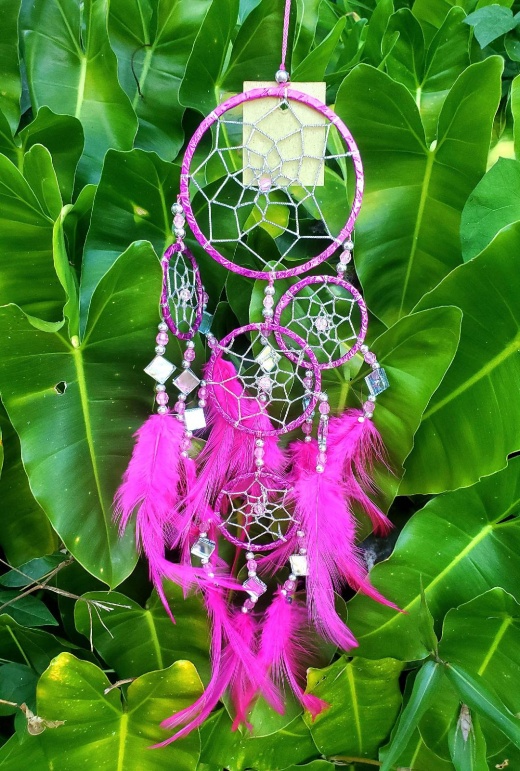Handmade Dream Catcher Mirror : Pink Sm