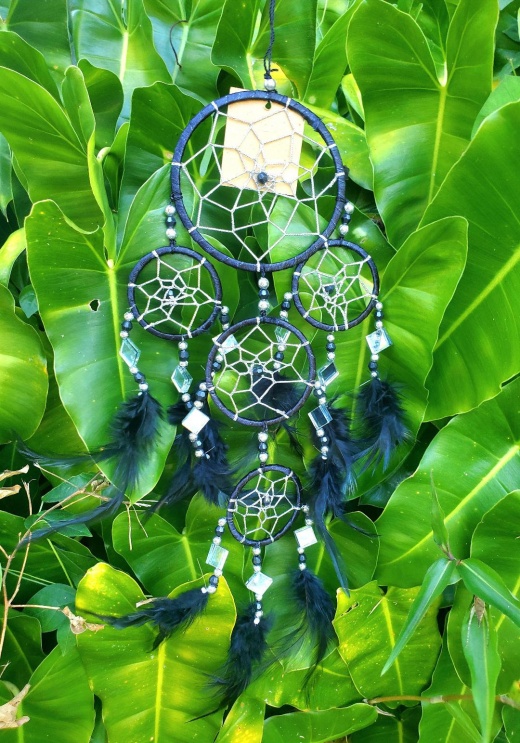 Handmade Dream Catcher Mirror - Black Sm