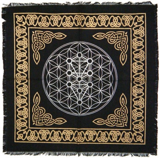 Black Kaballah Tree Of Life 18x18 Altar Cloth