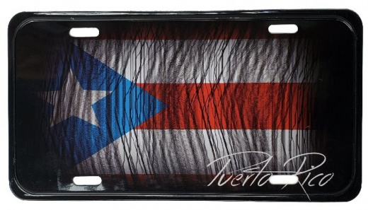 Puerto Rico License Plate : Flag Raspada
