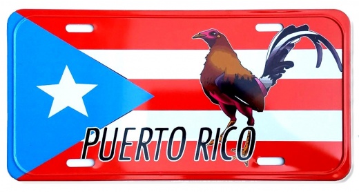 Puerto Rico License Plate: Flag Rooster