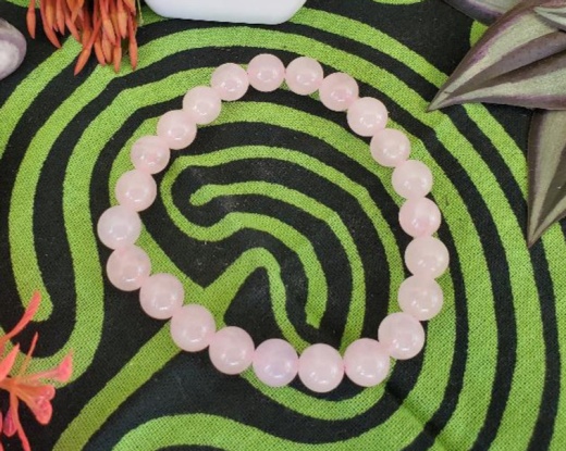 Rose Quartz Bracelet 8Mm - Heart Chakra Balancer and Fertility Promoter