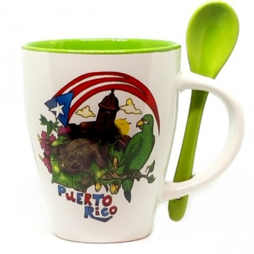 Puerto Rico Mug With Spoon: Cotorra