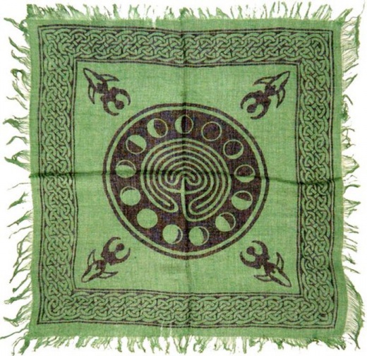 Altar Cloth 18X18: Celtic Earth With Moon Phases