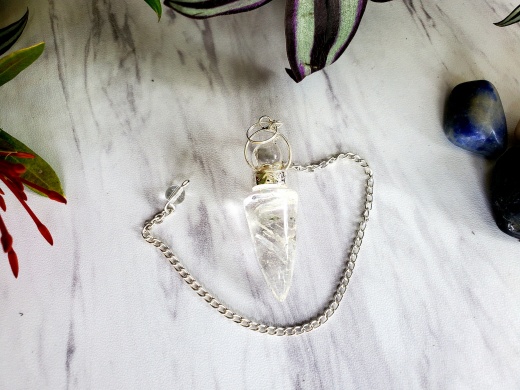 Clear Quartz Stone Bonded Bullet Pendulum