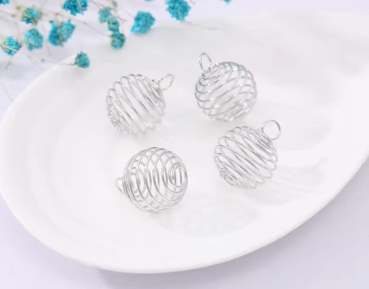 Pendant Wire Cage For Stones : Silver (4 Pcs)