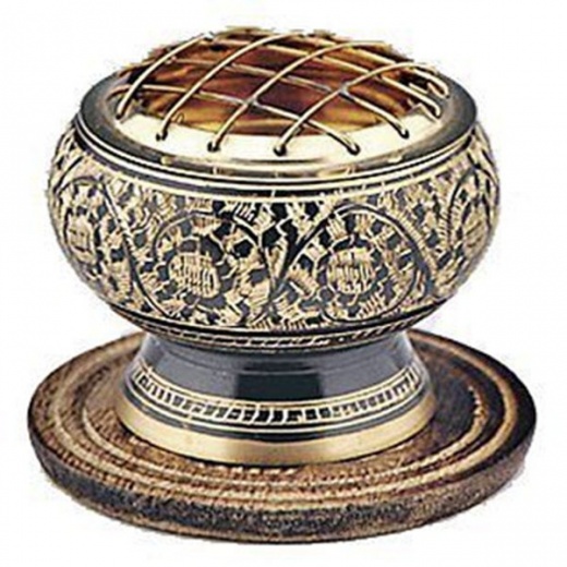 Black And Brass Carved Screen Burner