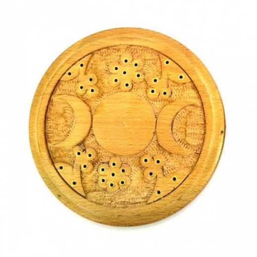 Wood Triple Moon Goddess Burner