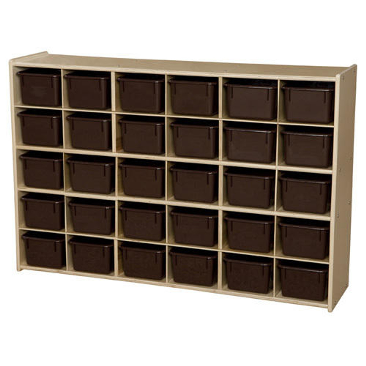 25 Cubby Mobile Tray Cabinet with 25 Scoop Front Storage Bins