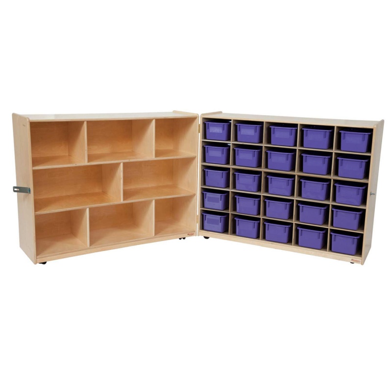 Wood Designs 23609PP Tray and Shelf Folding Storage with 25 Purple Trays