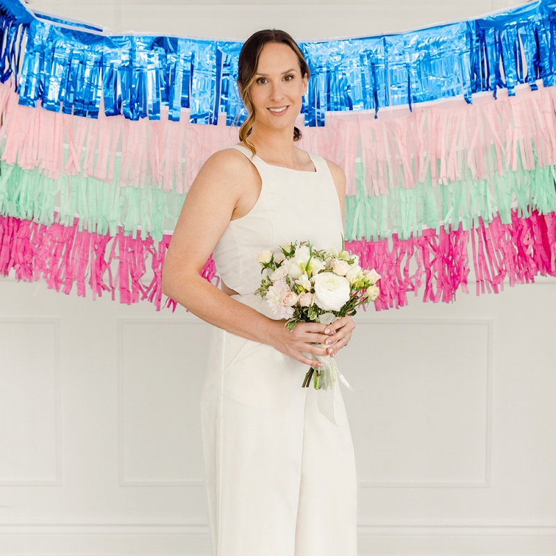 12 Pack Pre-Tied Teal Tissue Paper Tassel Garland With String