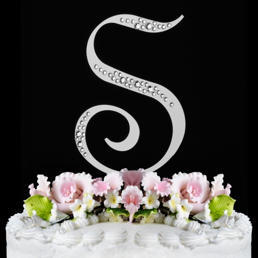 Swarovski Crystal Wedding Cake Topper - Letter S