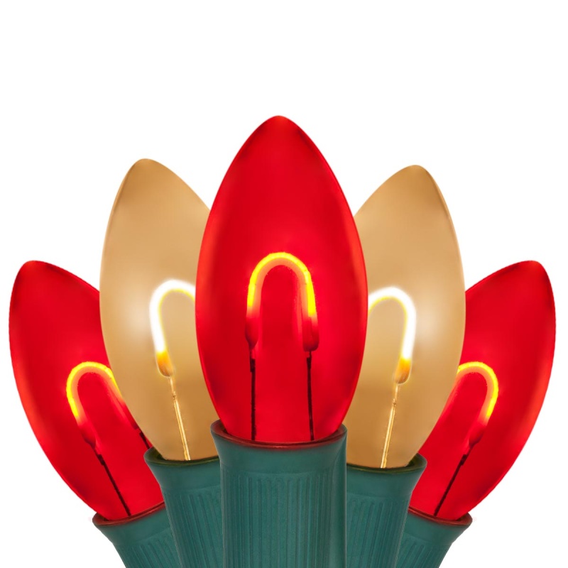 C9 Red / Warm White Flexfilament Shatterproof LED Christmas Lights
