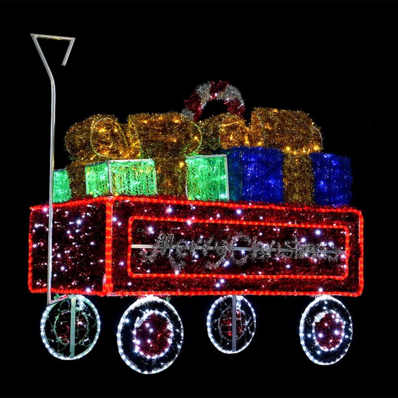 Red Wagon With Presents And Candy Cane