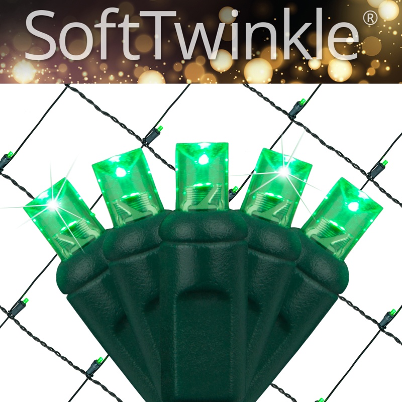 Green Softtwinkle® 5Mm Led Christmas Net Lights On Green Wire