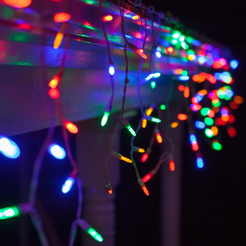 Multicolor M5 Led Icicle Lights On White Wire