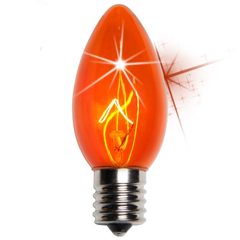 C9 Twinkle Amber / Orange Triple Dipped Transparent Bulbs