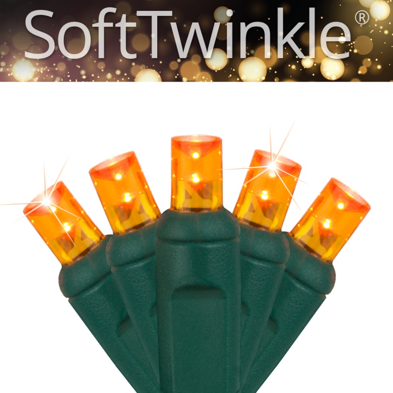 5Mm Softtwinkle® Wide Angle Amber Led Christmas Lights On Green Wire