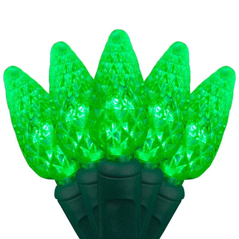 C6 Strawberry Green Led Christmas Lights On Green Wire