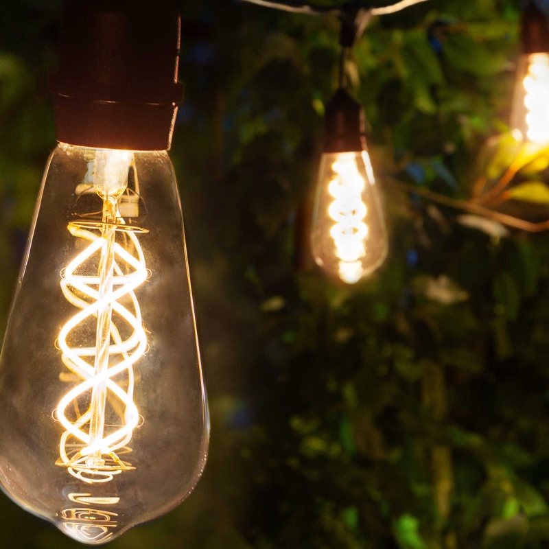 Flexfilament LED Patio String Light Set with ST64 Edison Bulbs