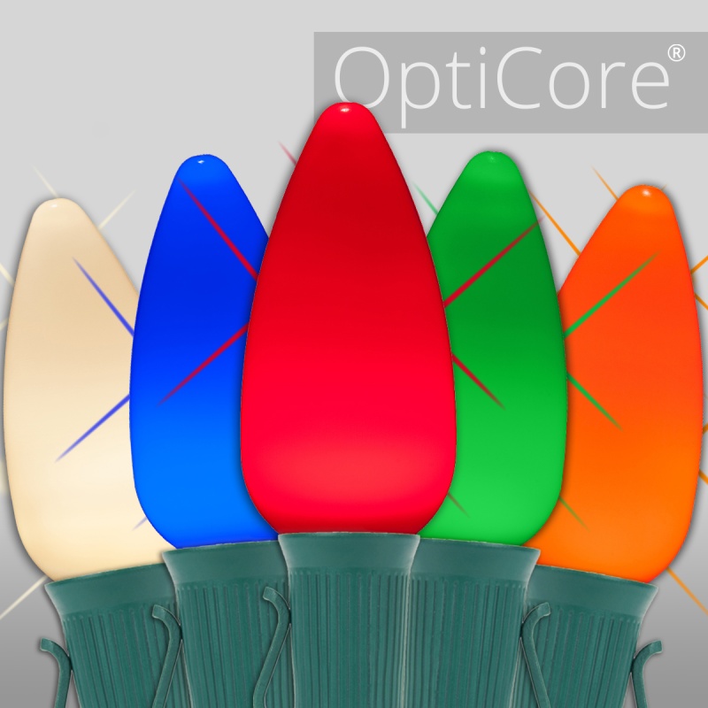 C9 Multicolor Twinkle Smooth OptiCore® LED Christmas Lights