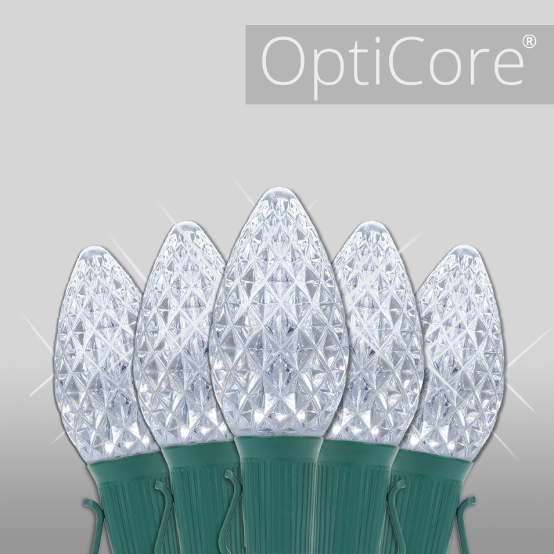 C7 Cool White Twinkle OptiCore® Commercial LED Christmas Lights