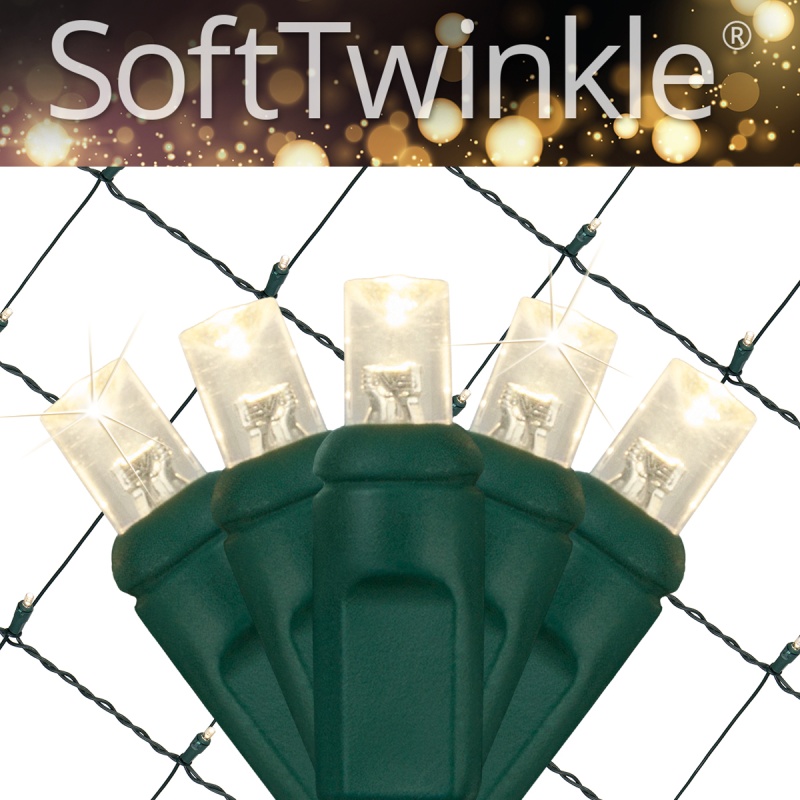 Warm White Softtwinkle® 5Mm Led Christmas Net Lights On Green Wire