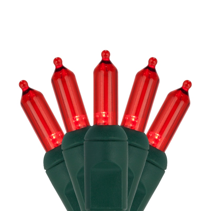 T5 Red Led Christmas Tree Lights On Green Wire