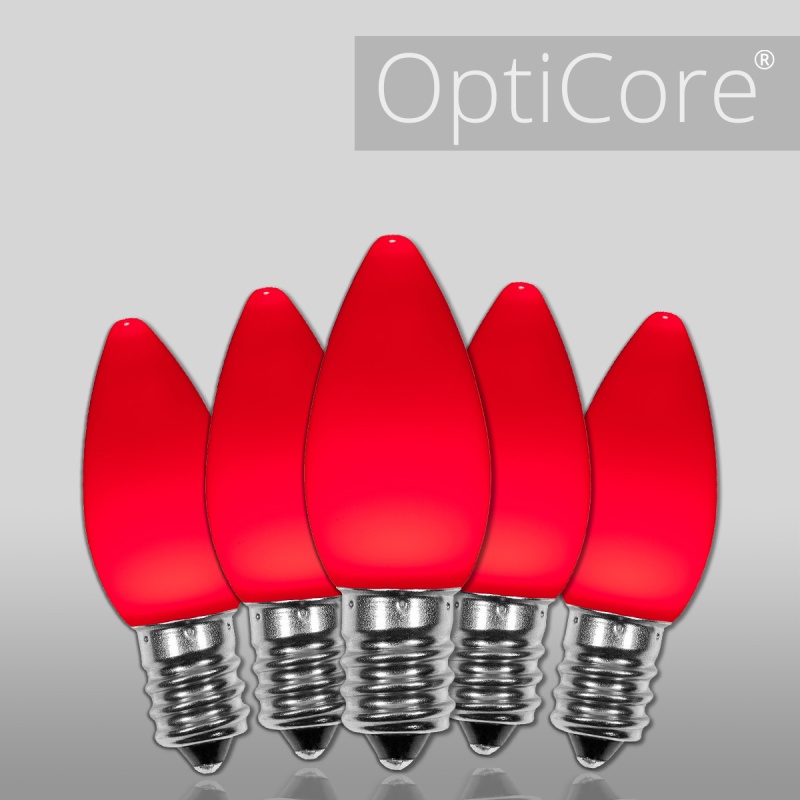 C7 Opaque Red OptiCore LED Bulbs