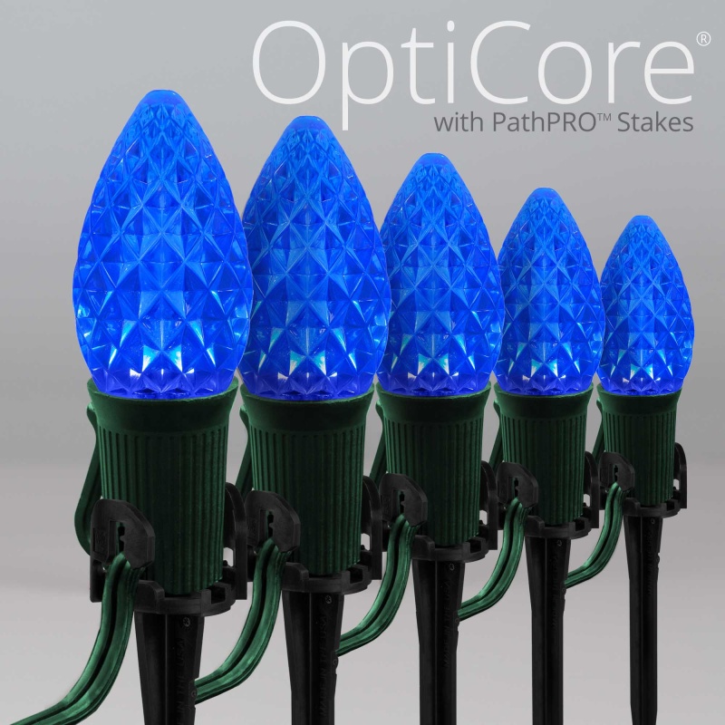 C7 Blue Opticore® Christmas Pathway Lights, 5" Pathpro Tm Stakes