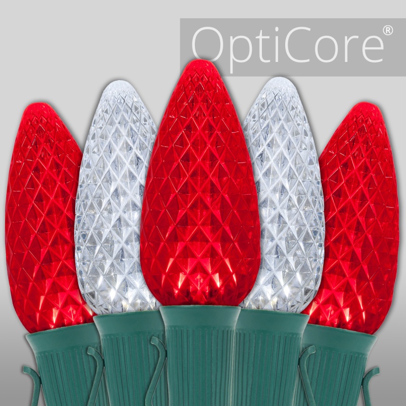 C9 Cool White / Red Opticore® Commercial Led Christmas Lights