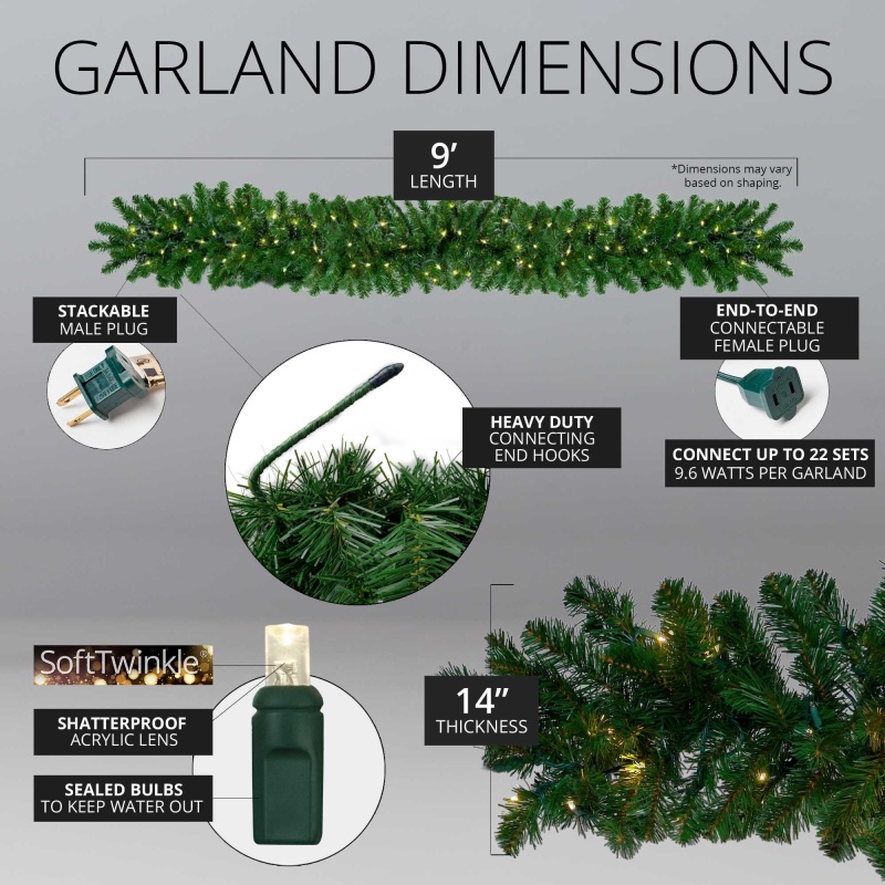 Oregon Fir Prelit Commercial Led Holiday Garland, Warm White Softtwinkle® Lights