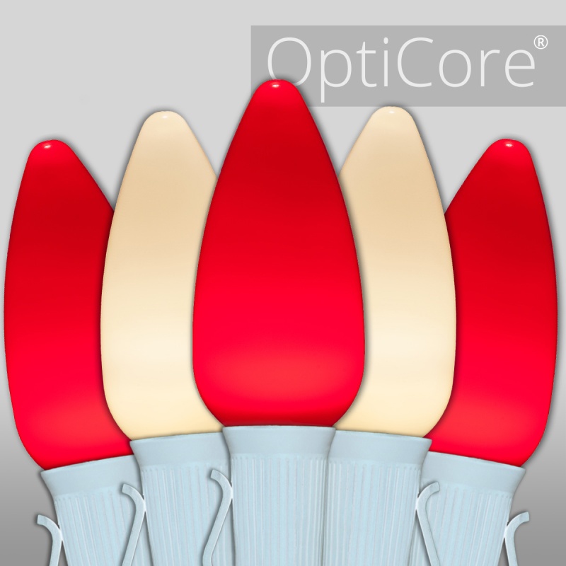 C9 Red / Warm White Smooth OptiCore Commercial LED Christmas Lights