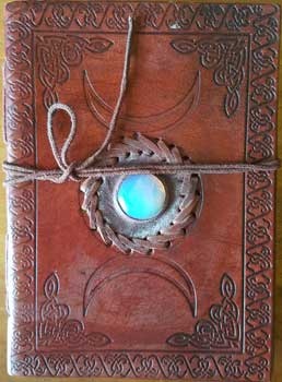 5" X 7" Triple Moon With Stone Embossed Leather Journal