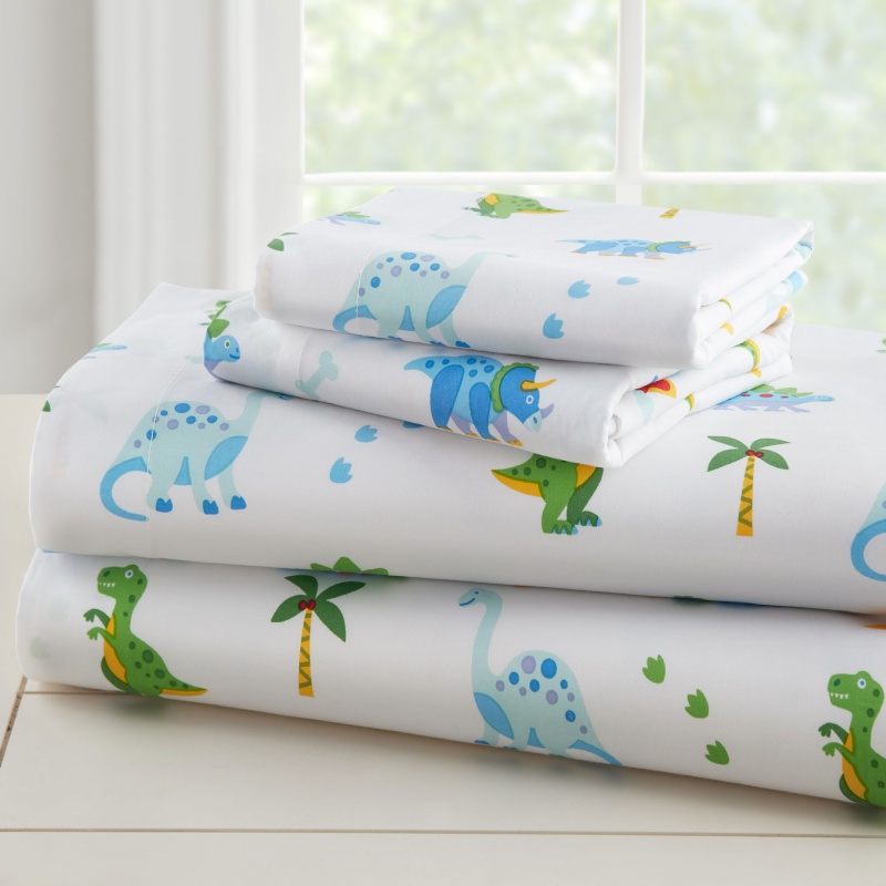 Dinosaur Land 100% Cotton Flannel Sheet Set - Toddler