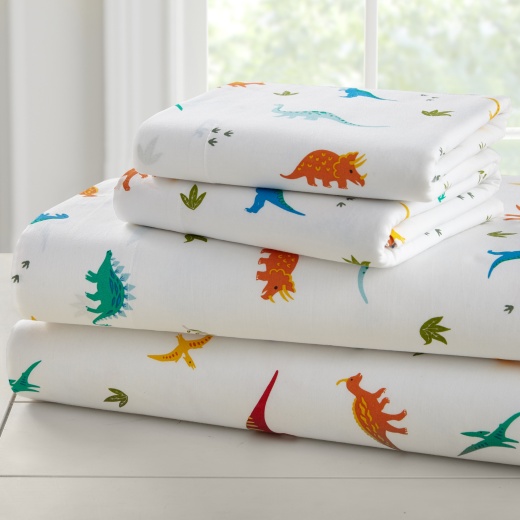 Wildkin Jurassic Dinosaurs 100% Cotton Flannel Sheet Set - Full